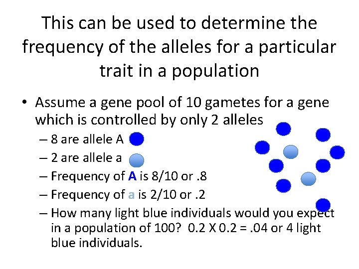 This can be used to determine the frequency of the alleles for a particular