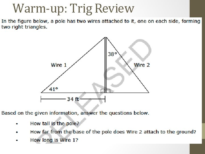 Warm-up: Trig Review 