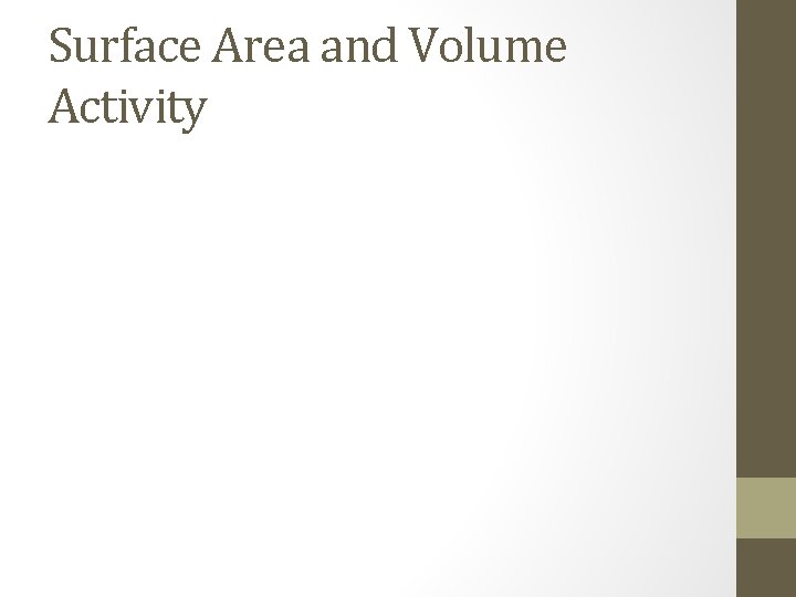 Surface Area and Volume Activity 