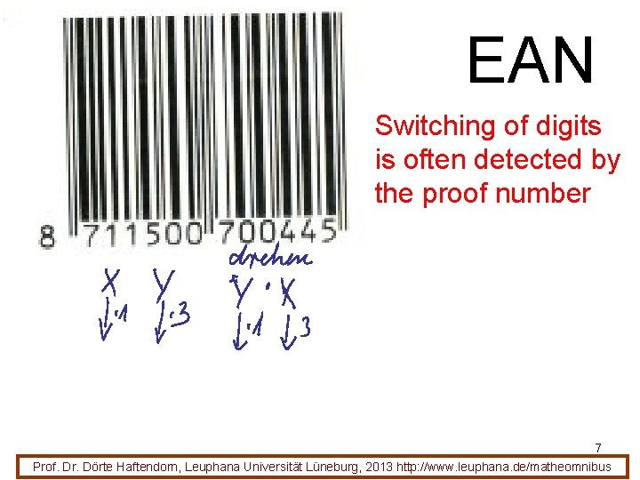 EAN Switching of digits is often detected by the proof number 7 Prof. Dr.