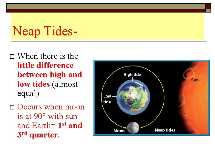 Neap Tideso When there is the little difference between high and low tides (almost