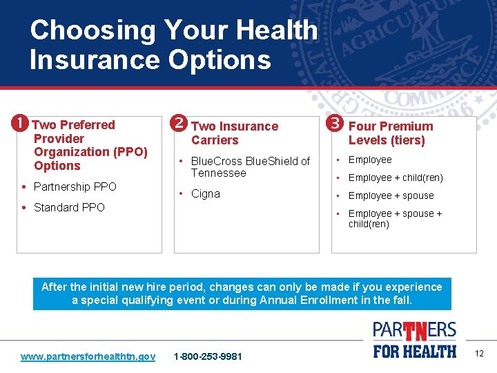 Choosing Your Health Insurance Options Preferred Two Provider Organization (PPO) Options Partnership PPO Insurance