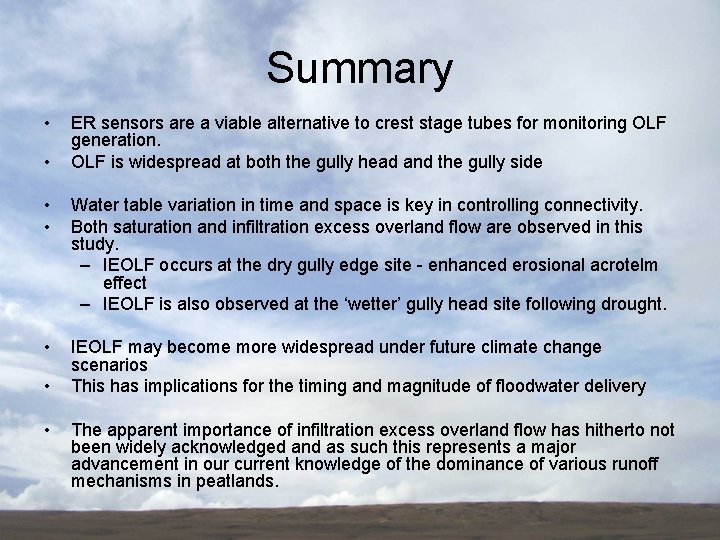 Summary • • ER sensors are a viable alternative to crest stage tubes for