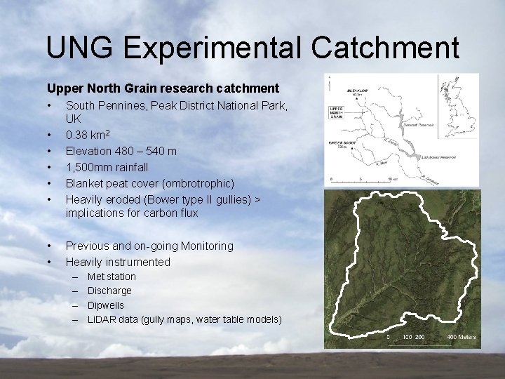 UNG Experimental Catchment Upper North Grain research catchment • • South Pennines, Peak District