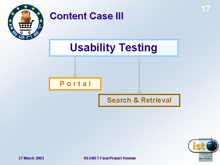 Content Case III Usability Testing Portal Search & Retrieval 27 March 2003 REGNET Final