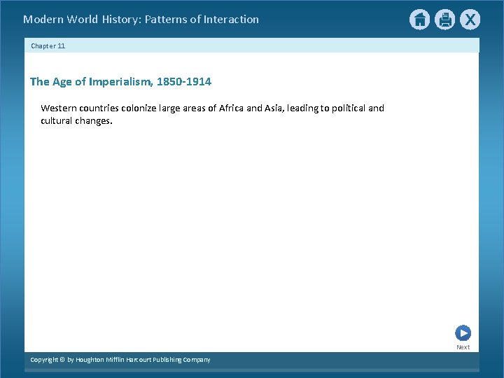 Modern World History: Patterns of Interaction Chapter 11 The Age of Imperialism, 1850 -1914