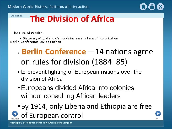 Modern World History: Patterns of Interaction Chapter 11 The Division of Africa The Lure