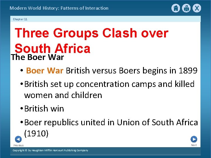 Modern World History: Patterns of Interaction Chapter 11 Three Groups Clash over South Africa