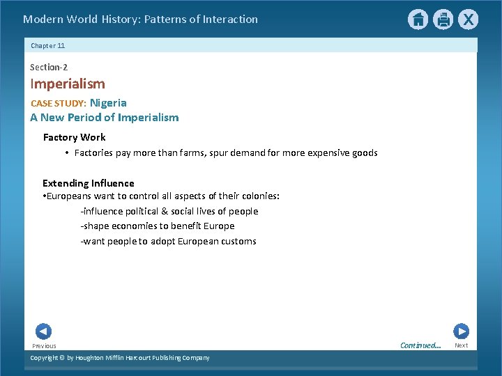 Modern World History: Patterns of Interaction Chapter 11 Section-2 Imperialism Nigeria A New Period