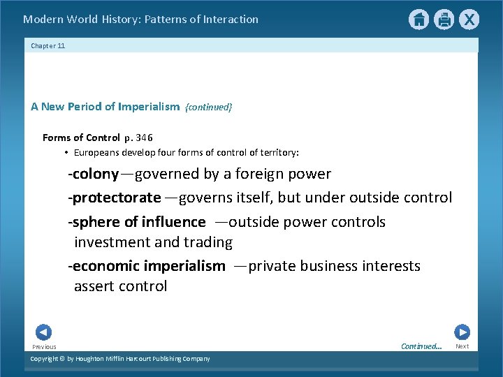 Modern World History: Patterns of Interaction Chapter 11 A New Period of Imperialism {continued}