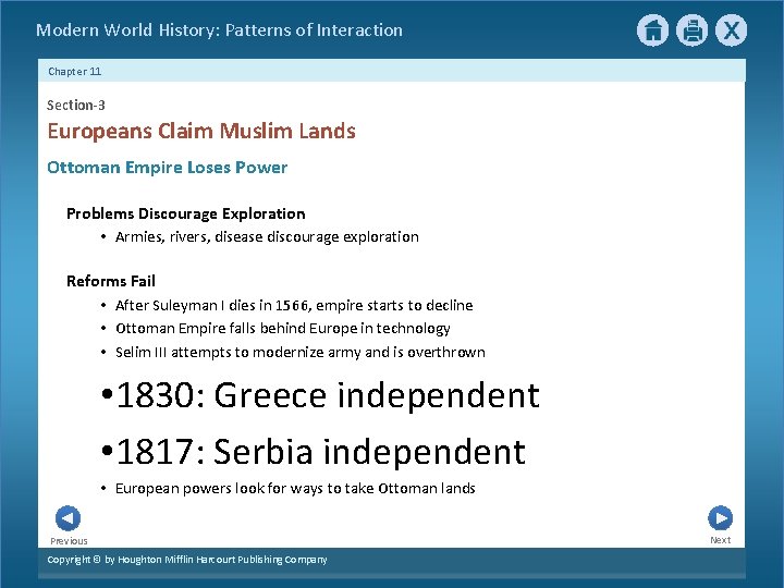 Modern World History: Patterns of Interaction Chapter 11 Section-3 Europeans Claim Muslim Lands Ottoman
