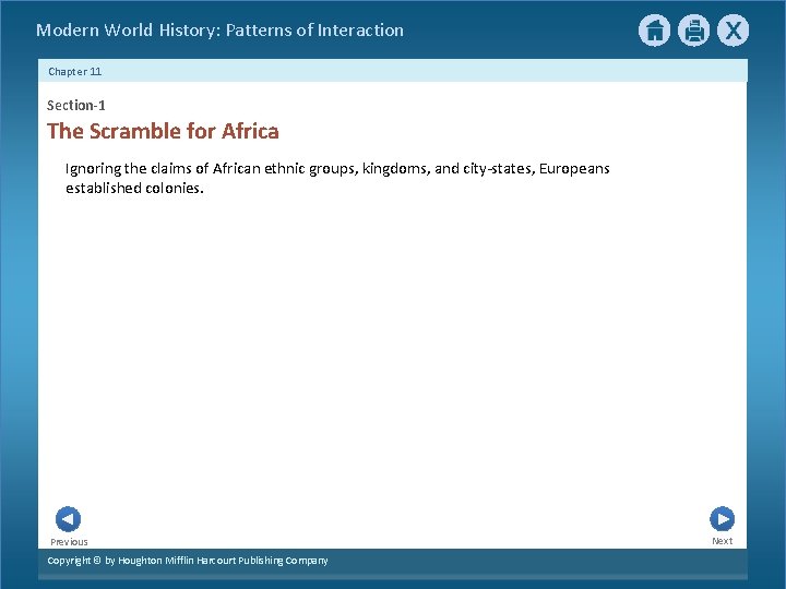 Modern World History: Patterns of Interaction Chapter 11 Section-1 The Scramble for Africa Ignoring