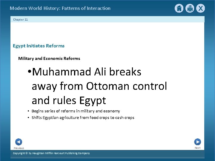 Modern World History: Patterns of Interaction Chapter 11 Egypt Initiates Reforms Military and Economic