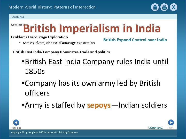 Modern World History: Patterns of Interaction Chapter 11 British Imperialism in India Section-4 Problems