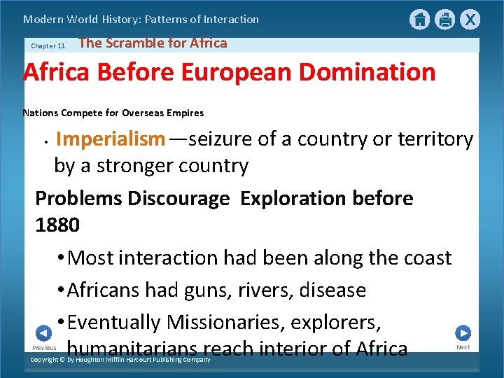 Modern World History: Patterns of Interaction Chapter 11 The Scramble for Africa Before European