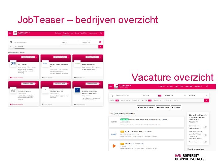 Job. Teaser – bedrijven overzicht Vacature overzicht 