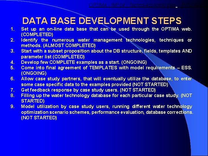 OPTIMA - WP 04 - Techno-economic data – INTERGEO 1. 2. 3. 4. 5.