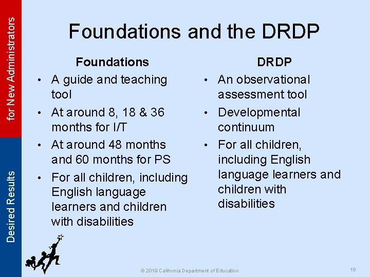 for New Administrators Foundations and the DRDP • • Desired Results • • Foundations