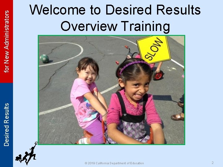 for New Administrators Desired Results Welcome to Desired Results Overview Training © 2019 California