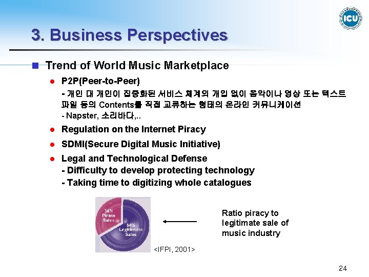 3. Business Perspectives n Trend of World Music Marketplace l P 2 P(Peer-to-Peer) -