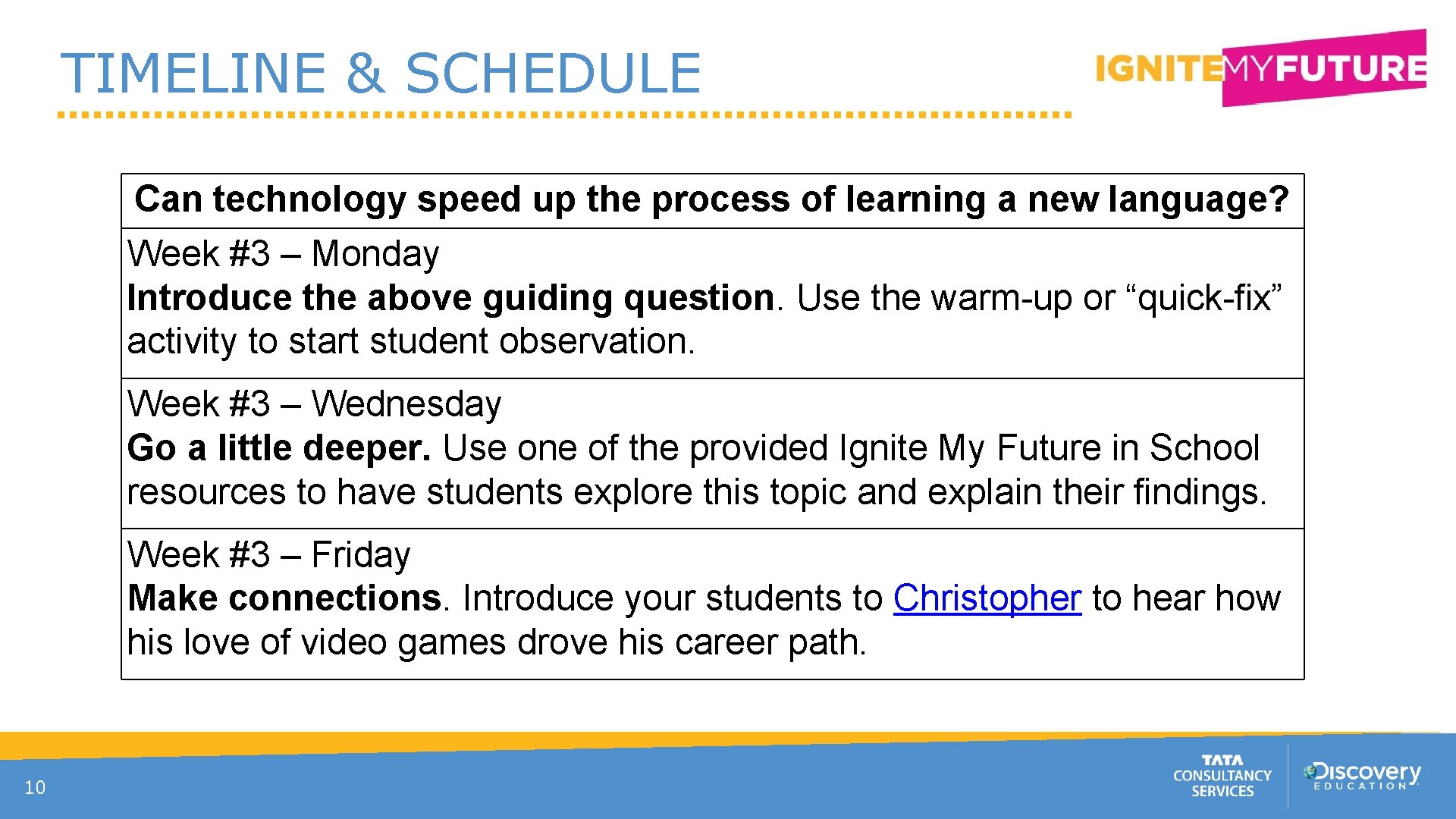 TIMELINE & SCHEDULE Can technology speed up the process of learning a new language?