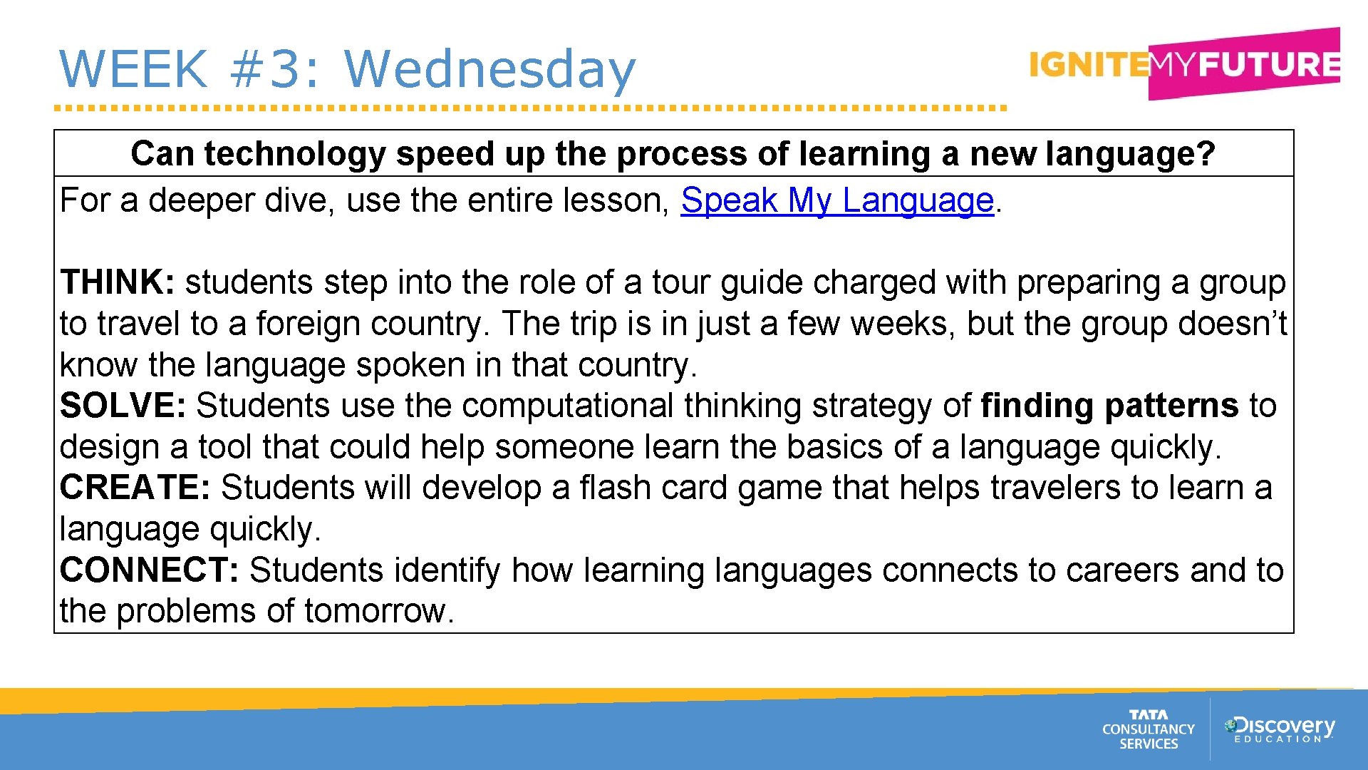 WEEK #3: Wednesday Can technology speed up the process of learning a new language?