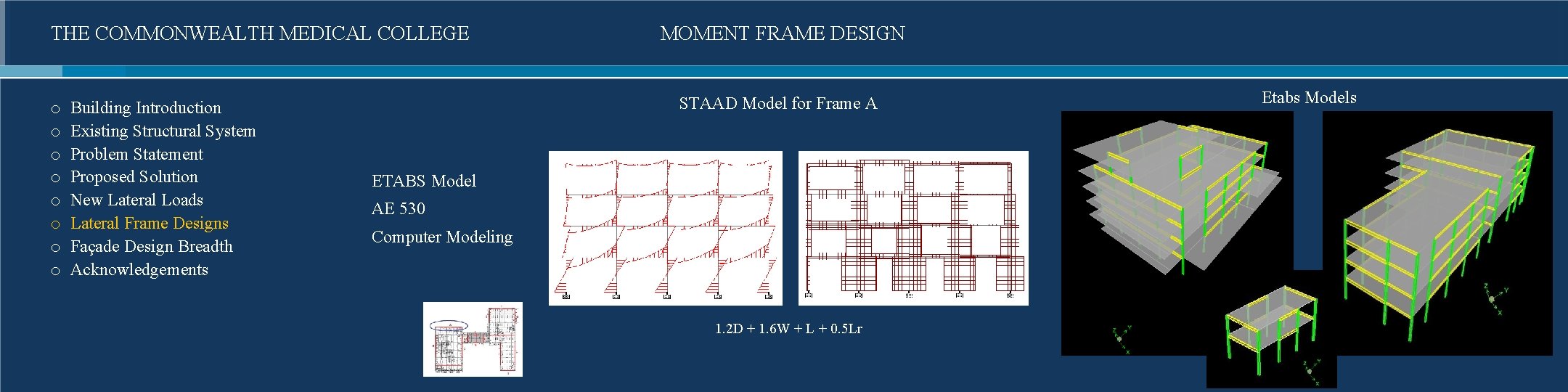 THE COMMONWEALTH MEDICAL COLLEGE o o o o Building Introduction Existing Structural System Problem