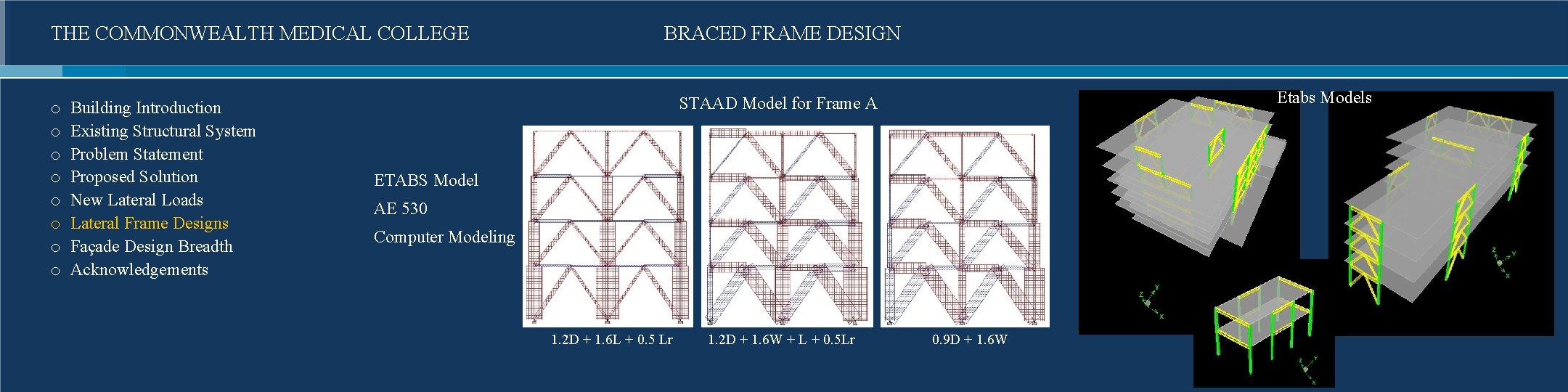 THE COMMONWEALTH MEDICAL COLLEGE o o o o Building Introduction Existing Structural System Problem
