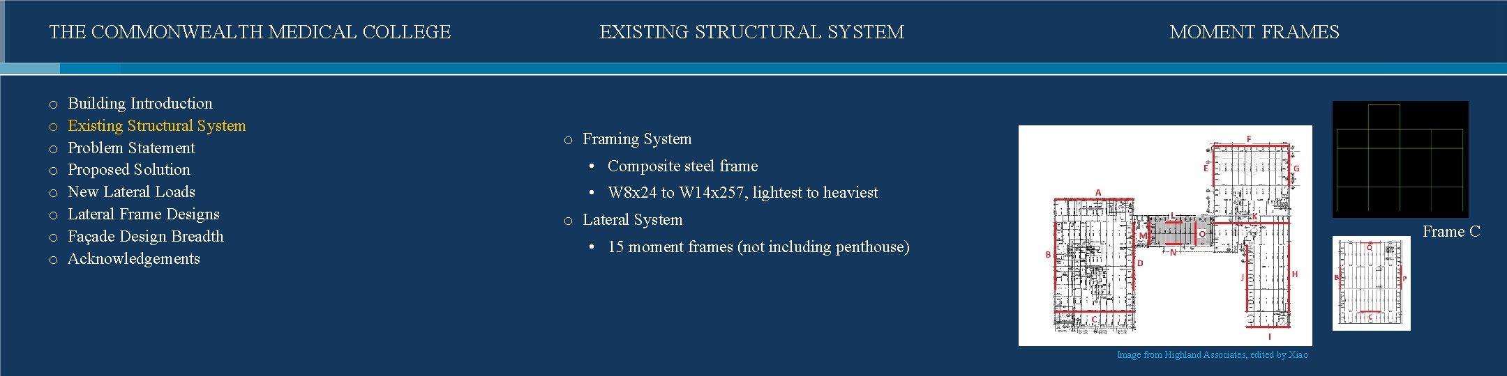 THE COMMONWEALTH MEDICAL COLLEGE o o o o Building Introduction Existing Structural System Problem