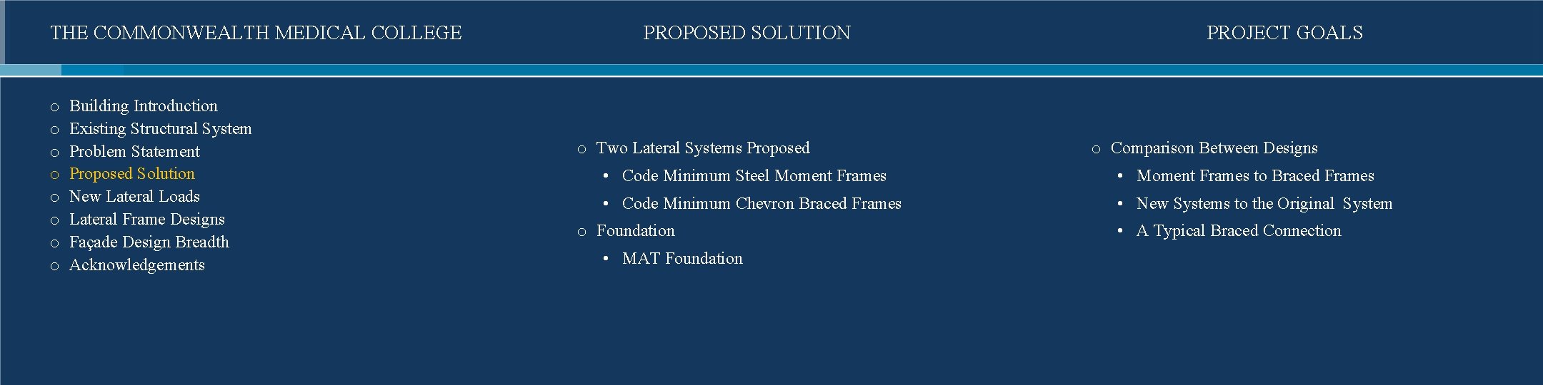 THE COMMONWEALTH MEDICAL COLLEGE o o o o Building Introduction Existing Structural System Problem