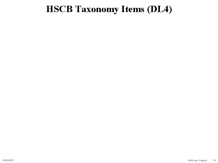 HSCB Taxonomy Items (DL 4) 10/30/2021 Ontology Design 36 