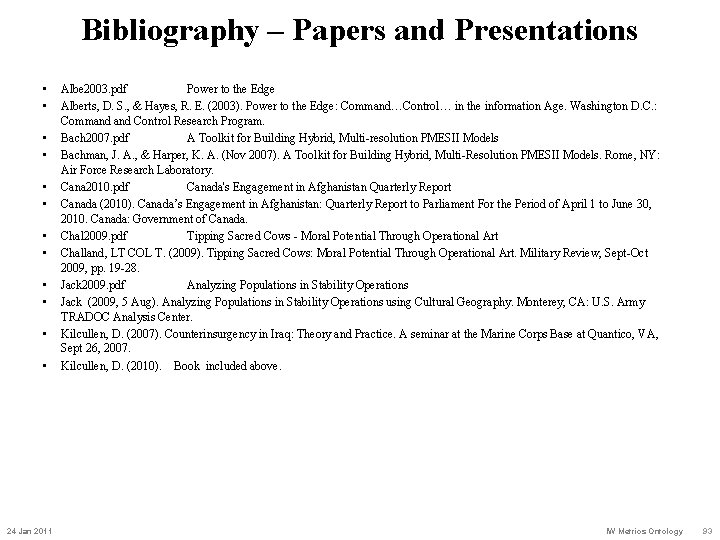 Bibliography – Papers and Presentations • • • 24 Jan 2011 Albe 2003. pdf