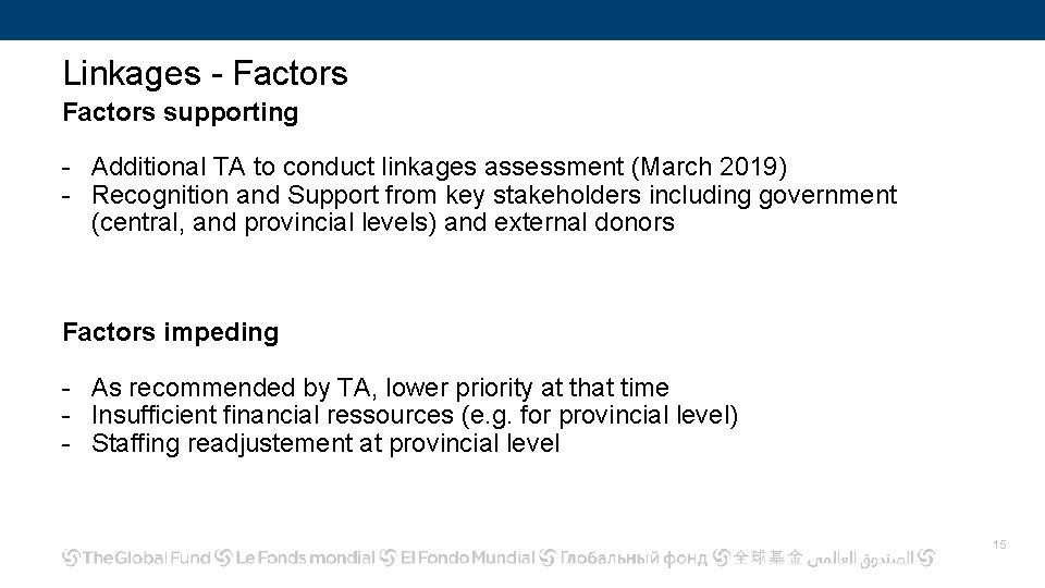 Linkages - Factors supporting - Additional TA to conduct linkages assessment (March 2019) -