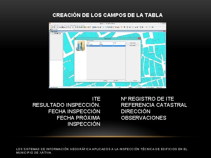 CREACIÓN DE LOS CAMPOS DE LA TABLA ITE RESULTADO INSPECCIÓN. FECHA INSPECCIÓN FECHA PRÓXIMA