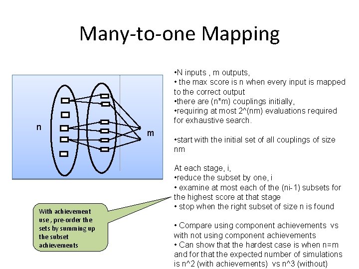 Many-to-one Mapping n With achievement use , pre-order the sets by summing up the