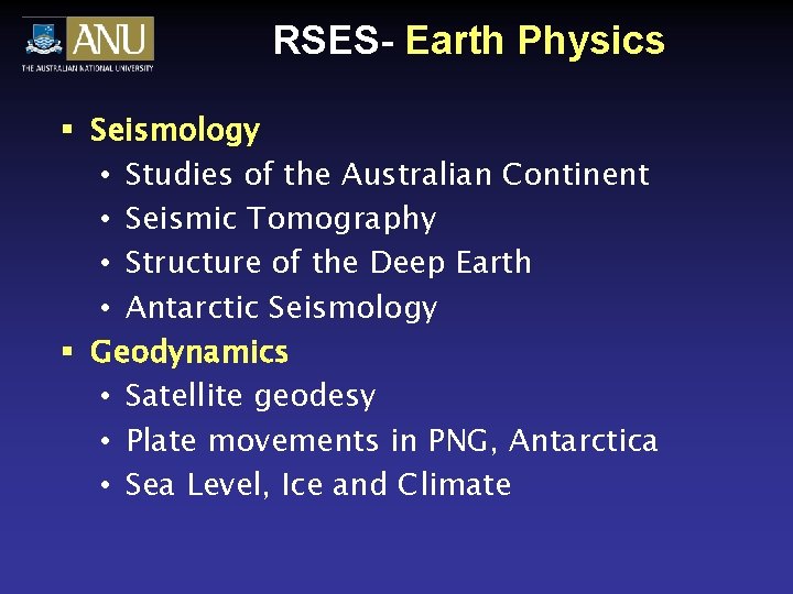 RSES- Earth Physics § Seismology • Studies of the Australian Continent • Seismic Tomography