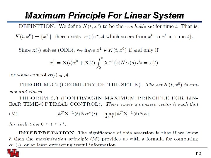 Maximum Principle For Linear System [12] 