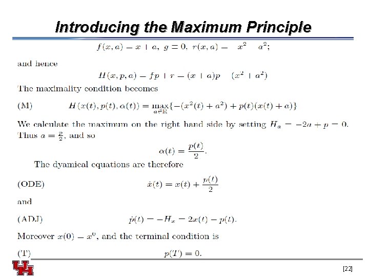 Introducing the Maximum Principle [22] 