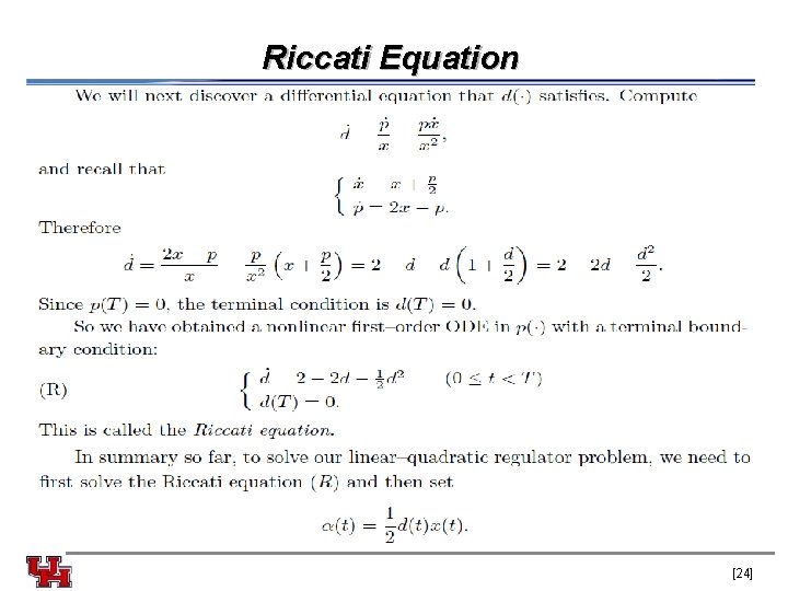 Riccati Equation [24] 