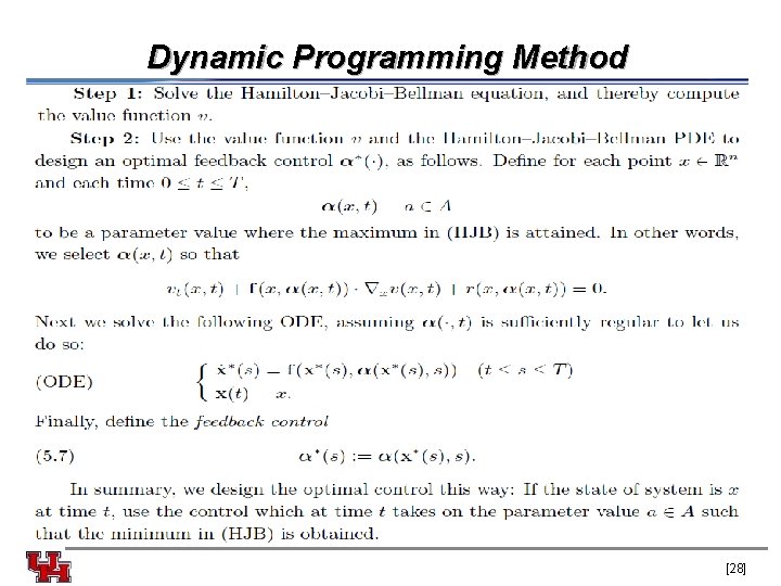 Dynamic Programming Method [28] 