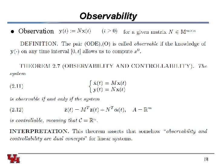 Observability l Observation [9] 