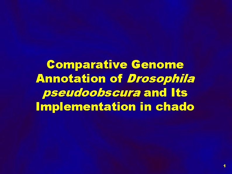 Comparative Genome Annotation of Drosophila pseudoobscura and Its Implementation in chado 1 