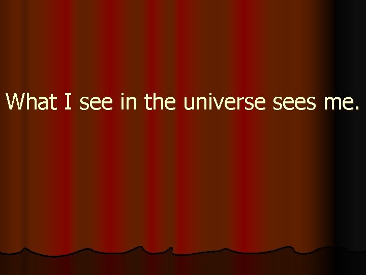 What I see in the universe sees me. 