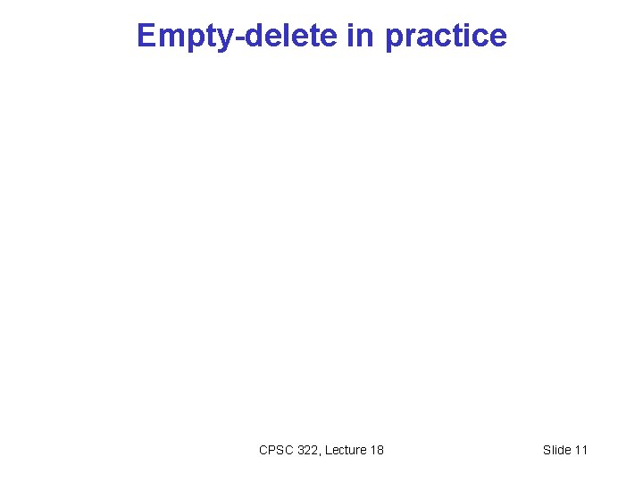 Empty-delete in practice CPSC 322, Lecture 18 Slide 11 