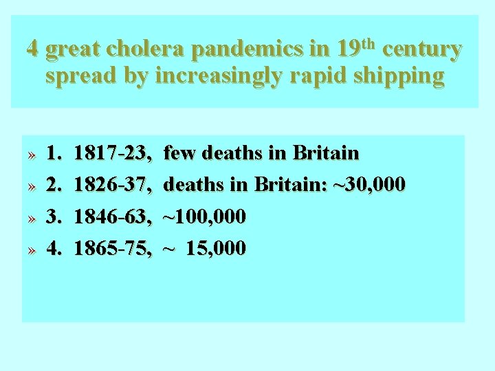 4 great cholera pandemics in 19 th century spread by increasingly rapid shipping » 4 great cholera pandemics in 19 th century spread by increasingly rapid shipping »