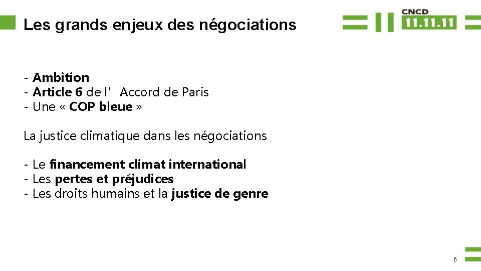 Les grands enjeux des négociations - Ambition - Article 6 de l’Accord de Paris