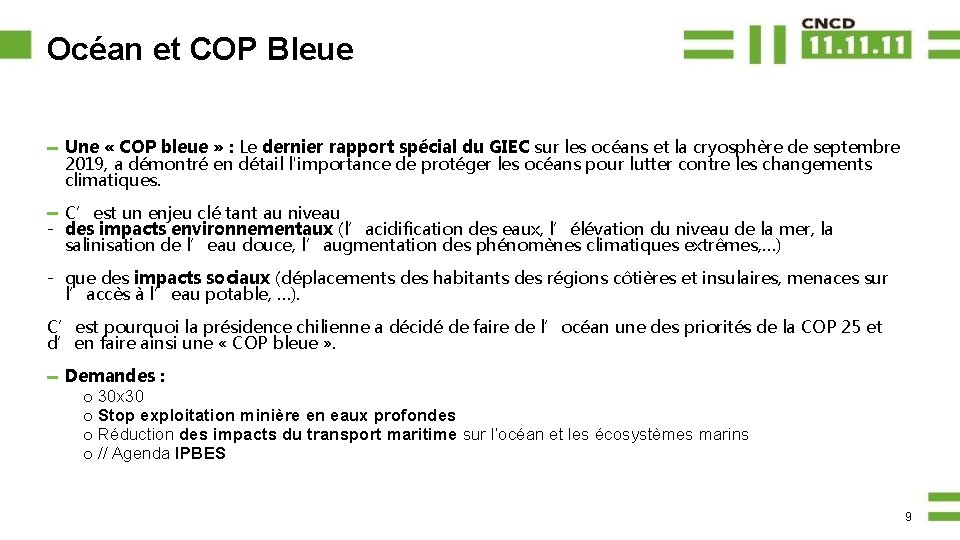 Océan et COP Bleue Une « COP bleue » : Le dernier rapport spécial