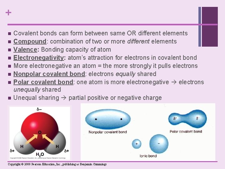 + n n n n Covalent bonds can form between same OR different elements