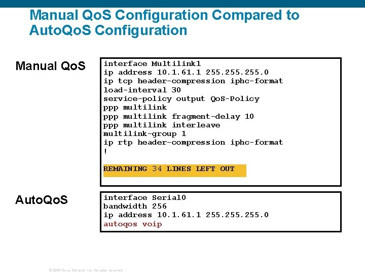 Manual Qo. S Configuration Compared to Auto. Qo. S Configuration Manual Qo. S interface