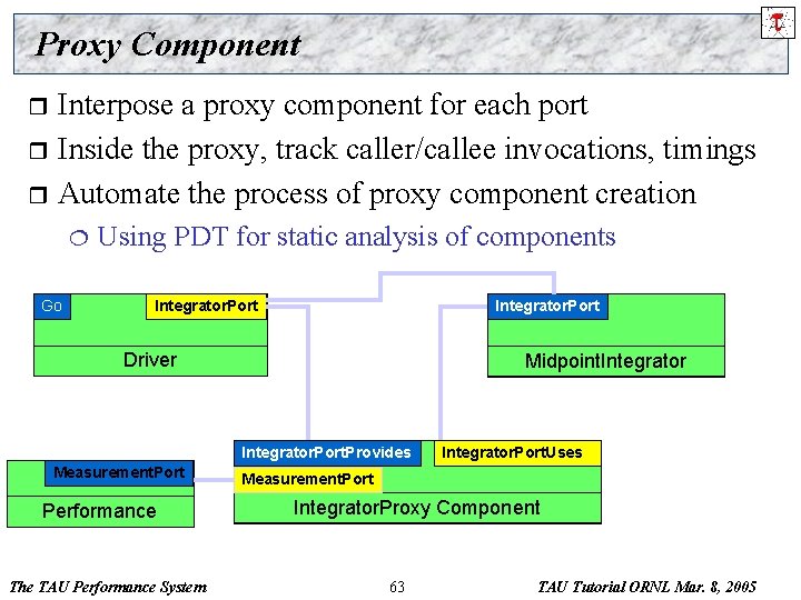 Proxy Component Interpose a proxy component for each port r Inside the proxy, track